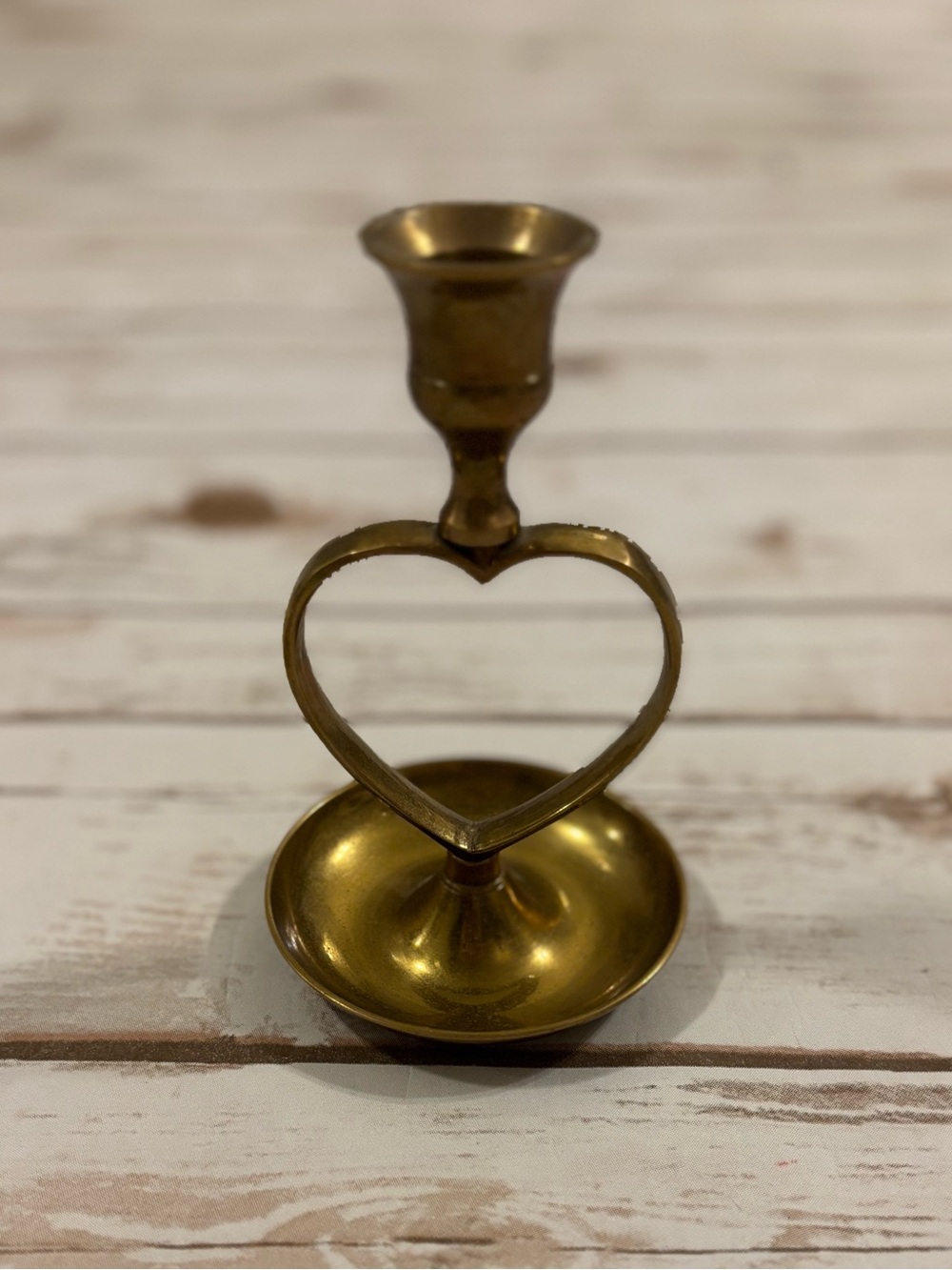 Vintage Brass Heart-Shaped Taper Candle Holder - Picture 3 of 7